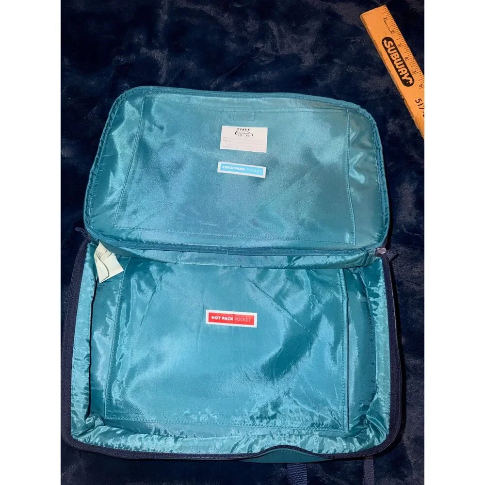 Pyrex Portables Teal Insulated Hot Cold Casserole Food Carrier Travel Bag